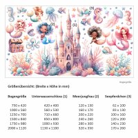 265 Wandtattoo Meerjungfrauen Unterwasserschloss Aquarell Watercolor in 6 vers. Größen