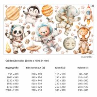 267 Wandtattoo süße Weltraum Tiere Astronauten Aquarell Watercolor in 6 vers. Größen