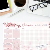 A3 Schreibtischunterlage Papier Kirschblüte – Wochenplaner & To-do-Liste | 50 Blatt