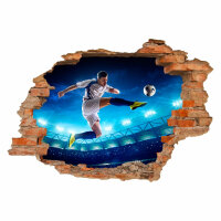 032 Wandtattoo Fussballer - Loch in der Wand - Größe 1000 x 700 mm