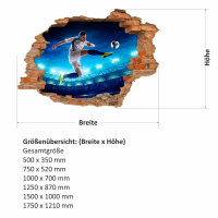 032 Wandtattoo Fussballer - Loch in der Wand - Größe 1000 x 700 mm
