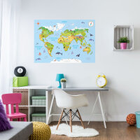 Kinder Lernposter Weltkarte 3D - Größe: A3 - 420 x 297 mm