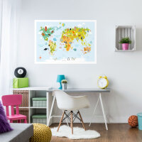 Kinder Lernposter Weltkarte modern - Größe: A3 - 420 x 297 mm