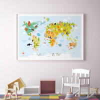 Kinder Lernposter Weltkarte modern - Größe: A3 - 420 x 297 mm