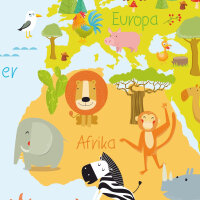 Kinder Lernposter Weltkarte modern - Größe: A3 - 420 x 297 mm