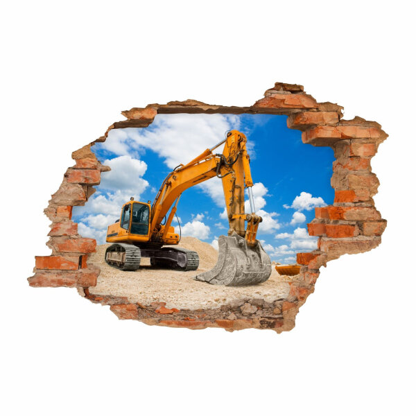 049 Wandtattoo Bagger - Loch in der Wand - 1250 x 870 mm