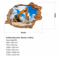 049 Wandtattoo Bagger - Loch in der Wand - 1250 x 870 mm