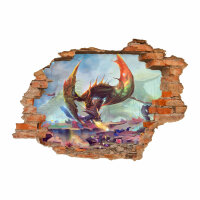 099 Wandtattoo Drache 2 - Loch in der Wand  - 1250 x 870 mm