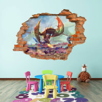 099 Wandtattoo Drache 2 - Loch in der Wand  - 1250 x 870 mm