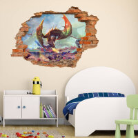 099 Wandtattoo Drache 2 - Loch in der Wand  - 1250 x 870 mm