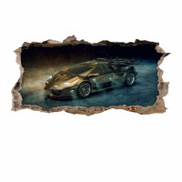 104 Wandtattoo Sportwagen gold - Loch in der Wand  - 1000...