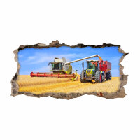 134 Wandtattoo Mähdrescher und Traktor - Loch in der...