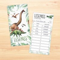 Lesepass Dinosaurier Lesezeichen zum Lesen üben Grundschule - Anzahl 10 Stück