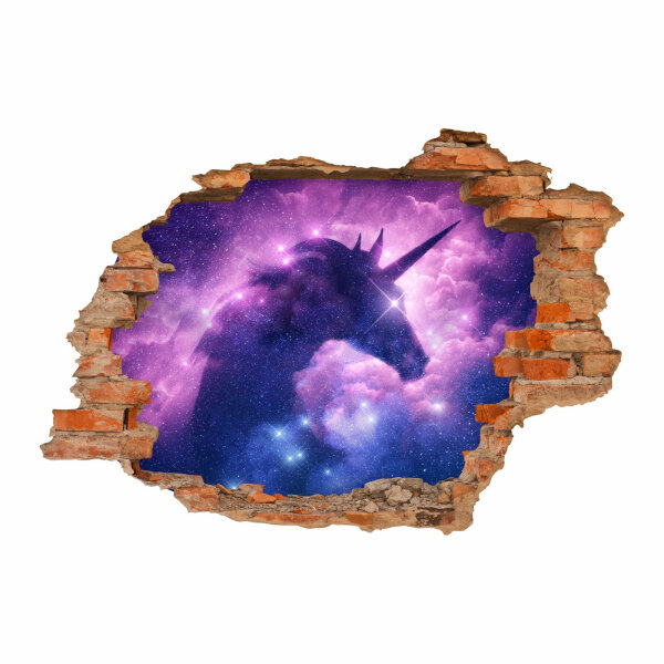 212 Wandtattoo Einhorn - Loch in der Wand - Größe 1250 x 870 mm