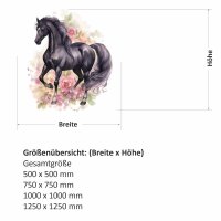 245 Wandtattoo Pferd Rappe schwarz - Größe 1250 x 1250 mm
