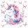 248 Wandtattoo Einhorn mit Schmetterlingen - Größe 750 x 750 mm
