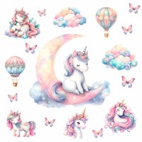 264 Wandtattoo Einhorn auf Mond - Größe 1500 x...