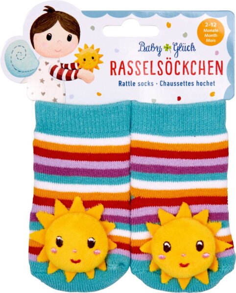 CS Rasselsöckchen Sonne - BabyGlück, one size (2-12 Monate)