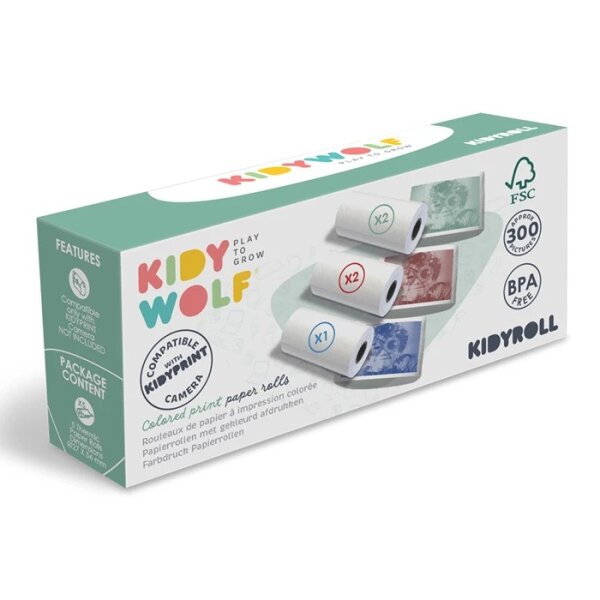 KIDYWOLF Buntpapier zu Sofortbildkamera 5 Rollen Thermopapier