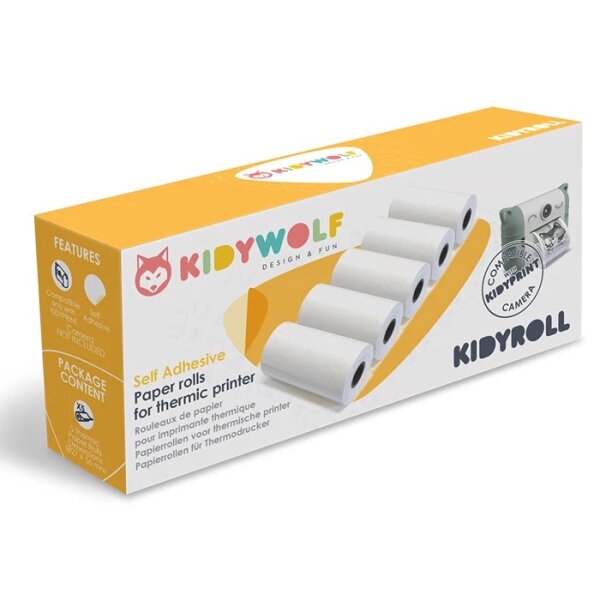 KIDYWOLF Klebepapier zu Sofortbildkamera 5 Rollen selbstklebendem Thermopapier