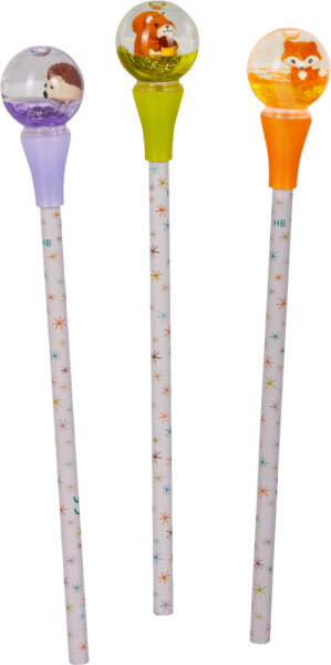 CS Bleistift m. Schneekugel Topper - Wintertiere