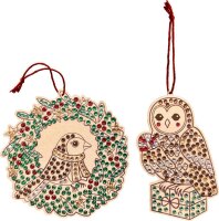CS Diamond Painting Holzanhänger Eichhörnchen oder Vögel Weihnachten