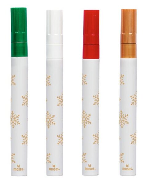 MOSES 4 Fenstermaler Metallic Kreidemarker Weihnachten