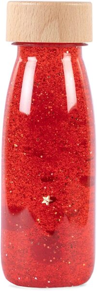 PETIT BOUM Float Bottle – Rot | Sensorikflasche für Babys und Kleinkinder