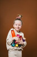 PETIT BOUM Float Bottle – Rot | Sensorikflasche für Babys und Kleinkinder