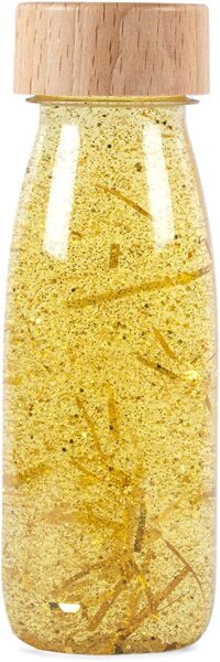 PETIT BOUM Float Bottle – Gold | Sensorikflasche für Babys und Kleinkinder