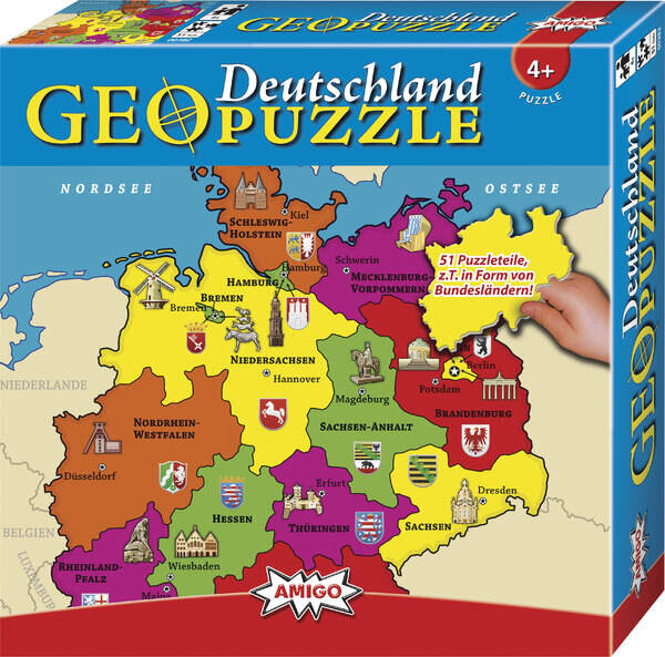 AMIGO Geo Puzzle Deutschland 51 Teile mit Heft