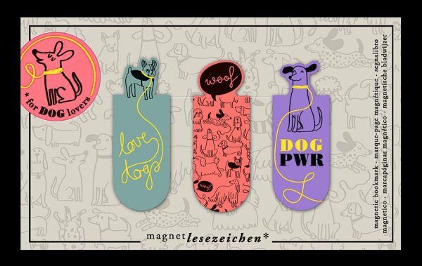 MOSES Magnetlesezeichen 3 St. Dog Lover Lesezeichen
