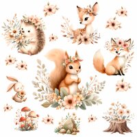 276 Wandtattoo Waldtiere Boho 750 x 420 mm