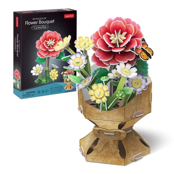 CubicFun 3D Puzzle Blumentopf Kamelie – 109 Teile Bastelset