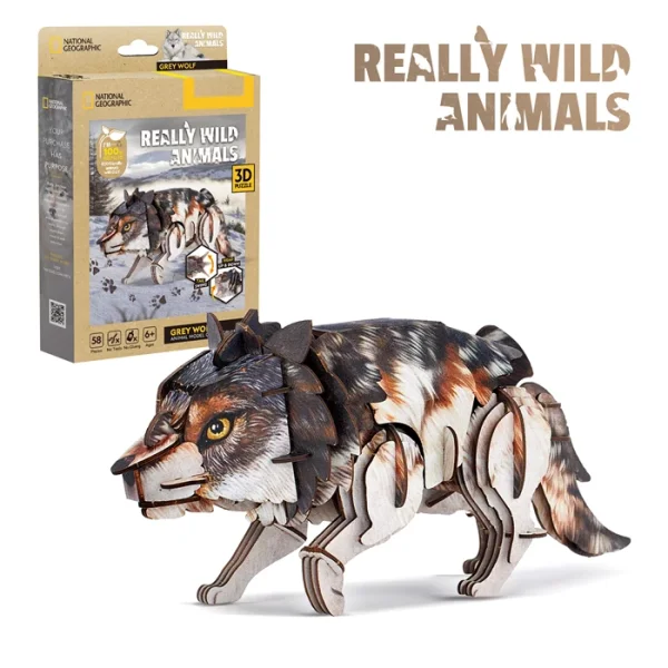 CubicFun 3D Puzzle Wolf – 58 Teile aus Kraftpapier Bastelset