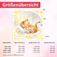 277 Wandtattoo schlafender Tiger auf Wolken mit Sternen 500 x 500 mm