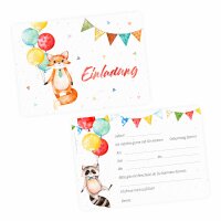 10 Einladungskarten Fuchs mit Luftballons für...