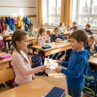 10 Einladungskarten Fuchs mit Luftballons für Kindergeburtstag