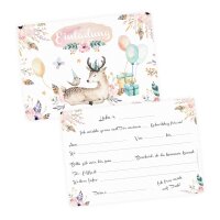10 Einladungskarten Reh Boho für Kindergeburtstag