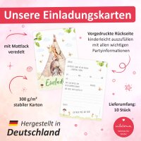 10 Einladungskarten mit Mattfolie Tipi Tiere für Kindergeburtstag