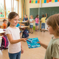10 Einladungskarten mit Glitzer Delfine für Kindergeburtstag
