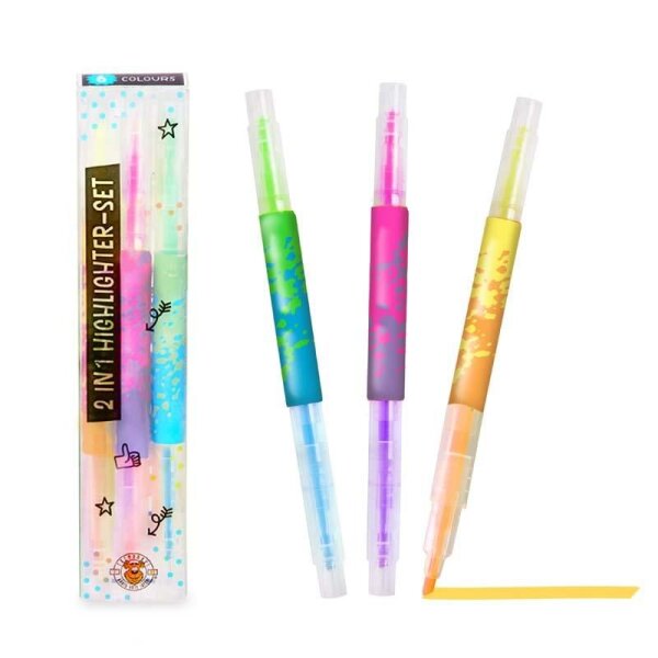 TRENDHAUS 2 in 1 Highlighter 3er-Set Neon