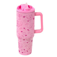DIDDL Thermobecher mit Trinkhalm und Henkel Rosa ca. 1100...