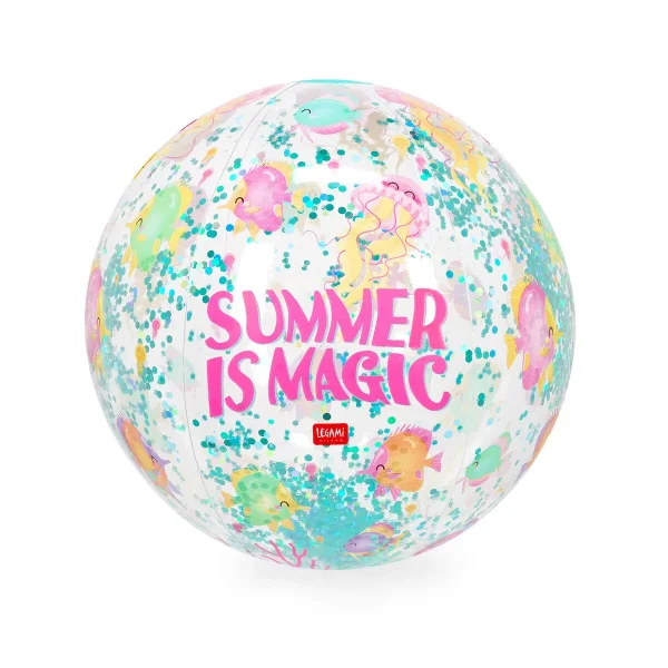 LEGAMI aufblasbarer Glitzer Strandball Wasserball Sommer is Magic Glitzer