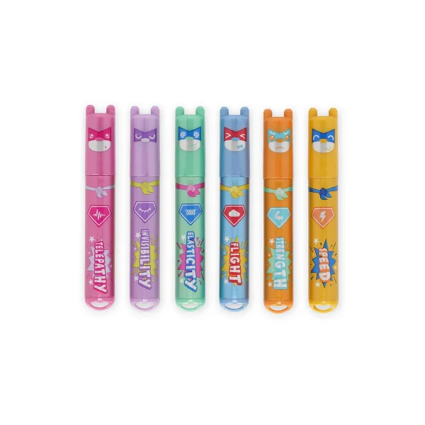 LEGAMI Teddys Superpower 6 Mini-Textmarker – Textmarker Set, Teddy Bear, bunt/braun