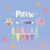 LEGAMI Meow 6 Doppelspitzen-Textmarker – Textmarker Set mit Doppelspitze, Kitty, bunt