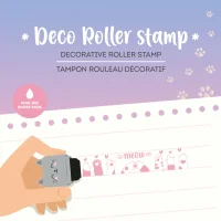 LEGAMI Deco Roller Stamp Deko-Rollstempel – Rollstempel, Kitty, rosa