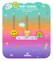 MOSES Happy Day Mini-Charms 3er Set Kirsche, Katze und Schleife oder Smily, Herz und Regenbogen