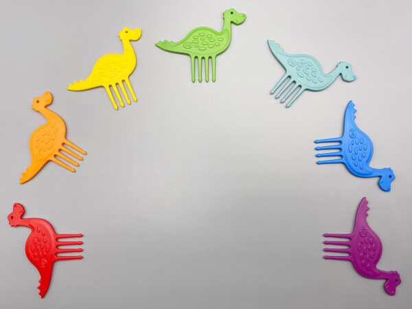 PIEKSI & GRIFFEL Snack Piekser 7er Set - Rooaar! - Regenbogen Brotdosen-Piekser mit 7 bunten Dinosauriern