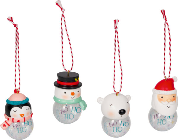 CS Schneekugel-Anhänger - Wintertiere im Weihnachtswald - vers. Varianten